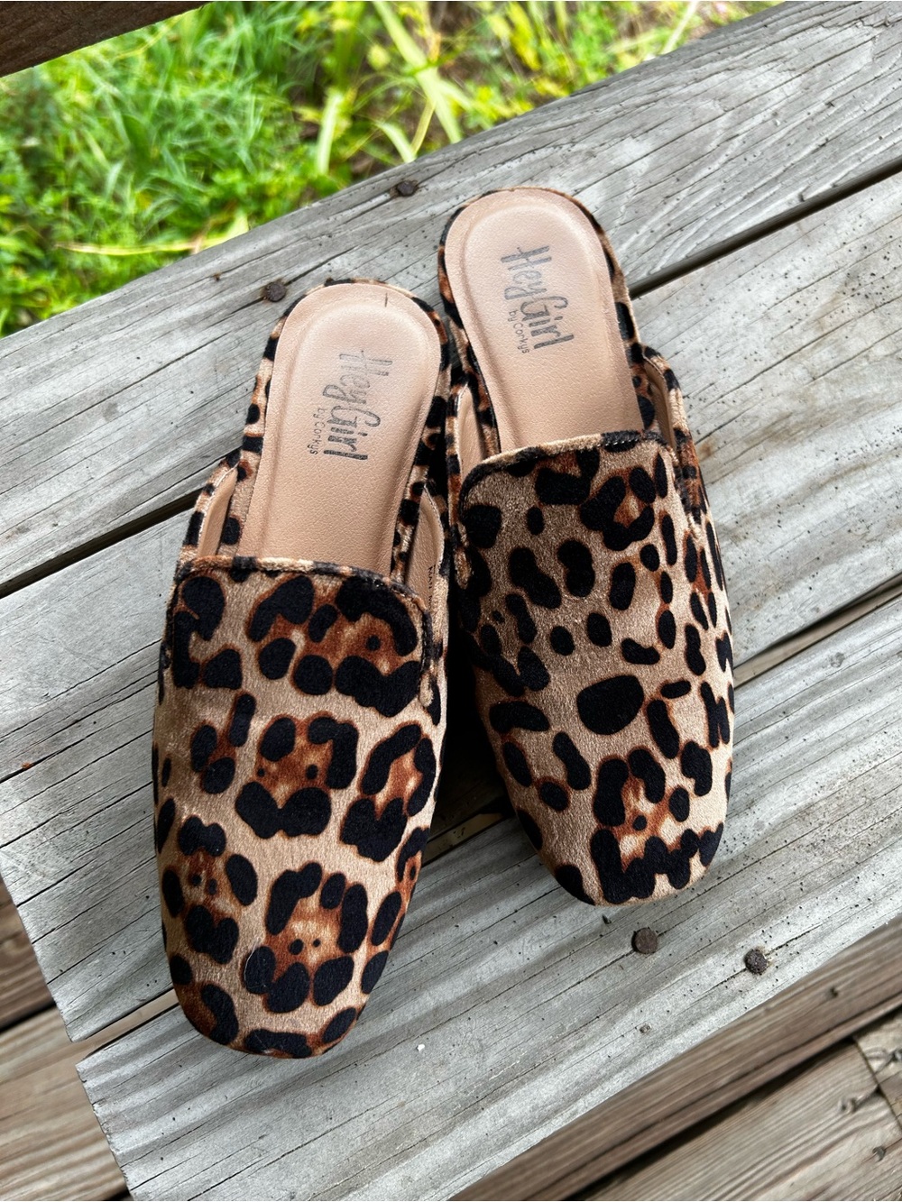 Hey Girl Leopard-Print Slip-On Mules in Brown